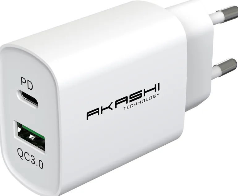AKASHI CHARG/SECT/INTEL USB-C/USB 3A 20W WH< Téléphone Mobile