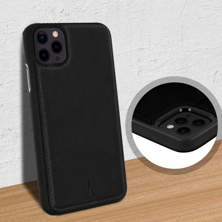 AKASHI coque noir cuir italien p/ip 13 pro max< Téléphone Mobile