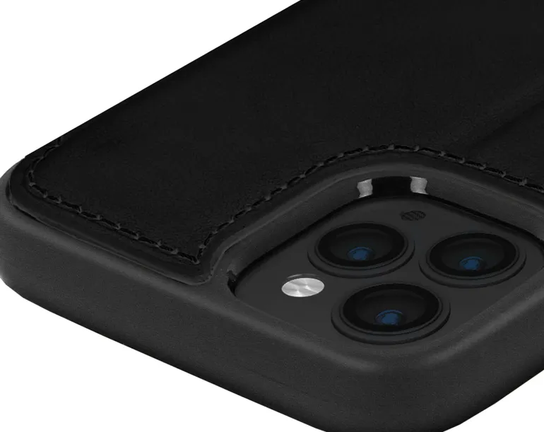 AKASHI coque noir cuir italien p/ip 14 pro max< Téléphone Mobile