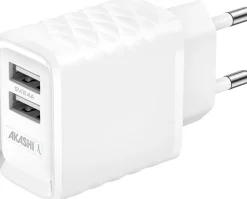 AKASHI c/sect 2usb 2.4a blanc (tablette/smartp)< Téléphone Mobile