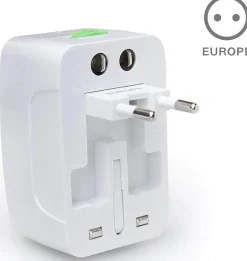 AKASHI c/sect/universel 150 pays 2usb 2a1 blanc< Téléphone Mobile