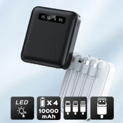 AKASHI p-bank 10000mah 2 usb+usb-c+lightning bl< Energie