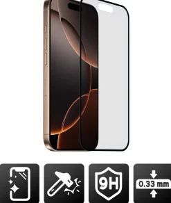 AKASHI VERRE INTEGRAL NOIR P/IPH 16 pro< Téléphone Mobile