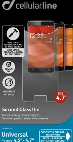CELLULAR LINE verre trempe universel.taille 4,7.< Téléphone Mobile