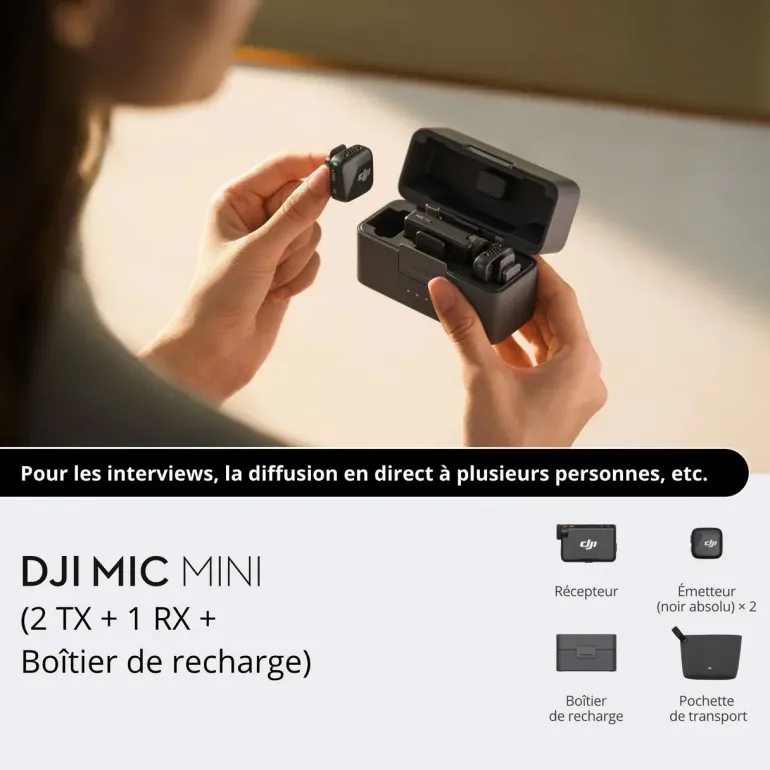 DJI MIC MINI 2 TX + 1 RX + ETUI CHARGE< Son