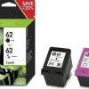 HEWLETT PACKARD pack de 2 cartouches noir/couleur hp62< Consommables