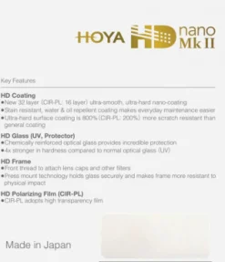 HOYA FILTRE UV HD NANO MK II 67MM< Filtres