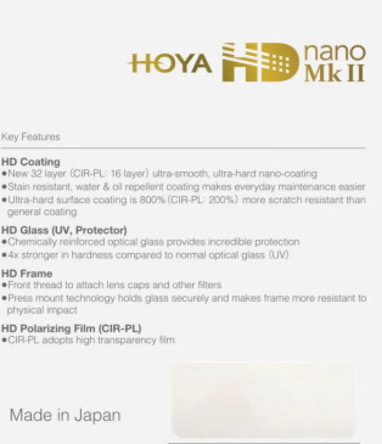 HOYA FILTRE UV HD NANO MK II 72MM< Filtres