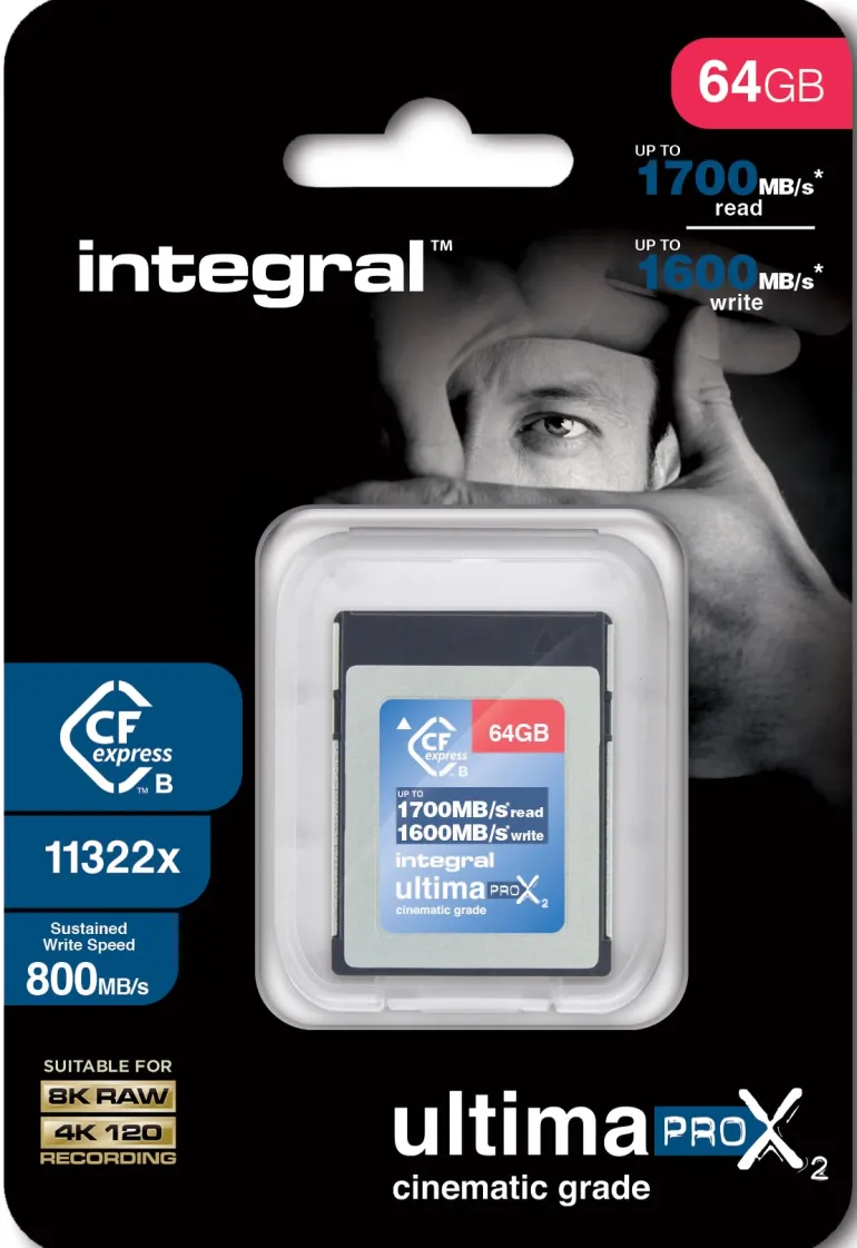 INTEGRAL CFEXPRESS 64GO CINEMATIC 8K RAW 800MB/S< Stockage