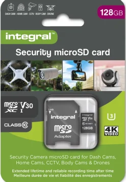 INTEGRAL MICROSD 128G 4K V30 UHS-1 U3 A1 CLASS10< Stockage