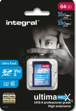 INTEGRAL SDXC 64GB CL10 UHS2 U3 V90 300/280< Stockage