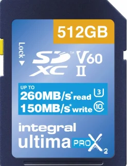 INTEGRAL SDXC 512GB UHS-II U3 CL10 V60 260/150< Stockage