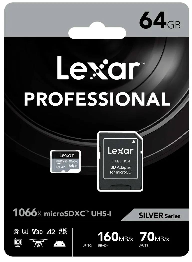 LEXAR MICROSD SILVER SERIES UHS-I 64GB V30< Stockage