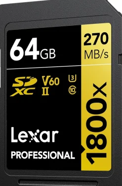 LEXAR SD PRO GOLD SERIES UHSII 64G V60 2 PACK< Stockage