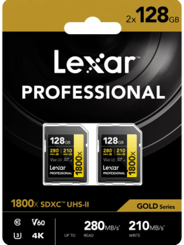 LEXAR SD PRO GOLD UHS-II 1800X 128G V60 2 PACK< Stockage