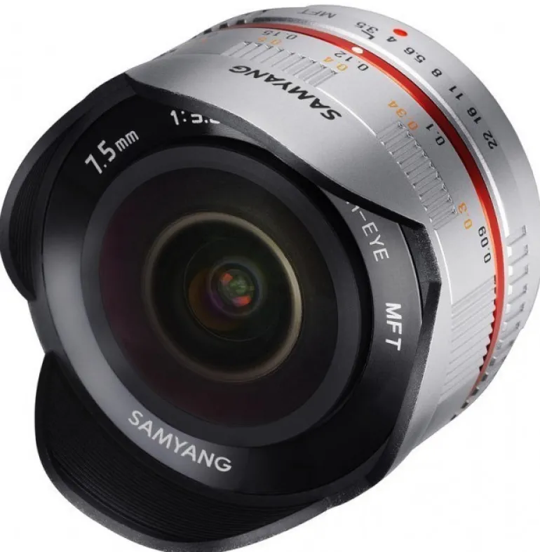 SAMYANG 7.5/3.5 UMC Fisheye Micro 4/3 Argent< Focale Fixe