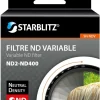 STARBLITZ FILTRE ND VARIABLE ND2-ND400 62MM< Filtres
