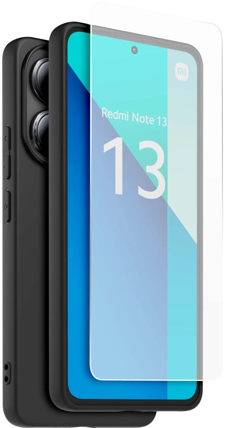 XIAOMI coque noir + verre trempe redmi note 13< Téléphone Mobile