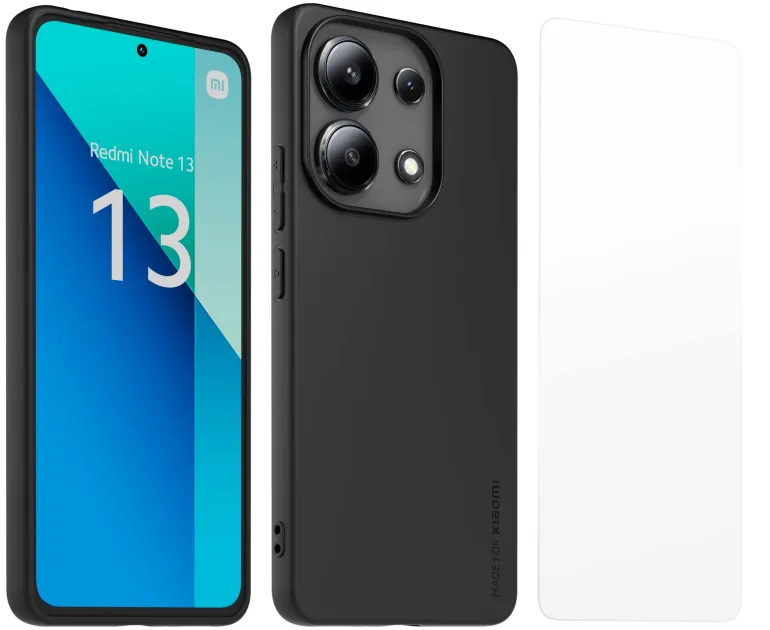 XIAOMI coque noir + verre trempe redmi note 13< Téléphone Mobile