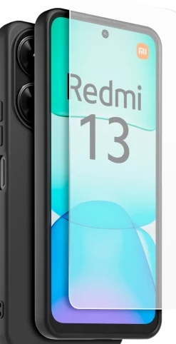 XIAOMI coque noire + verre trempe redmi 13 4g< Téléphone Mobile